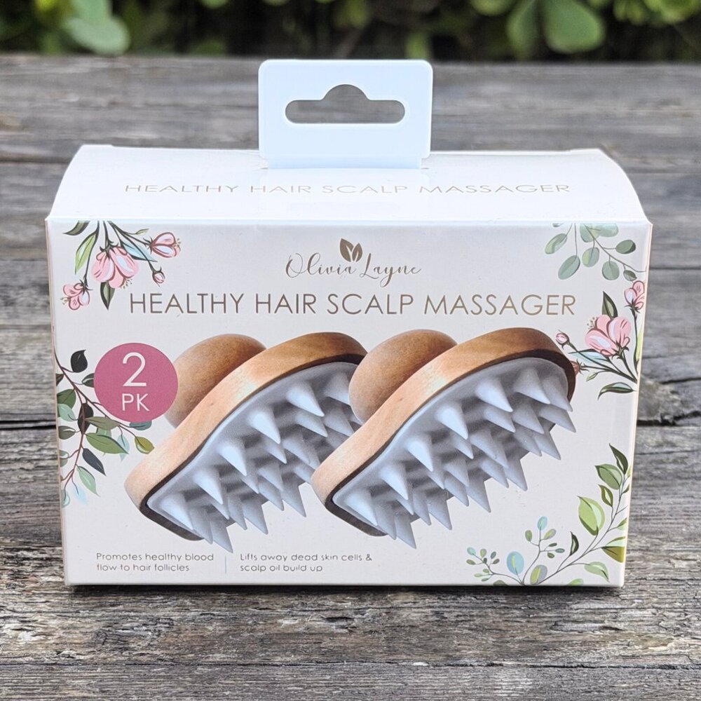 Olivia Layne Healthy Hair Scalp Massager Set 2-pack New in Box Waterproof